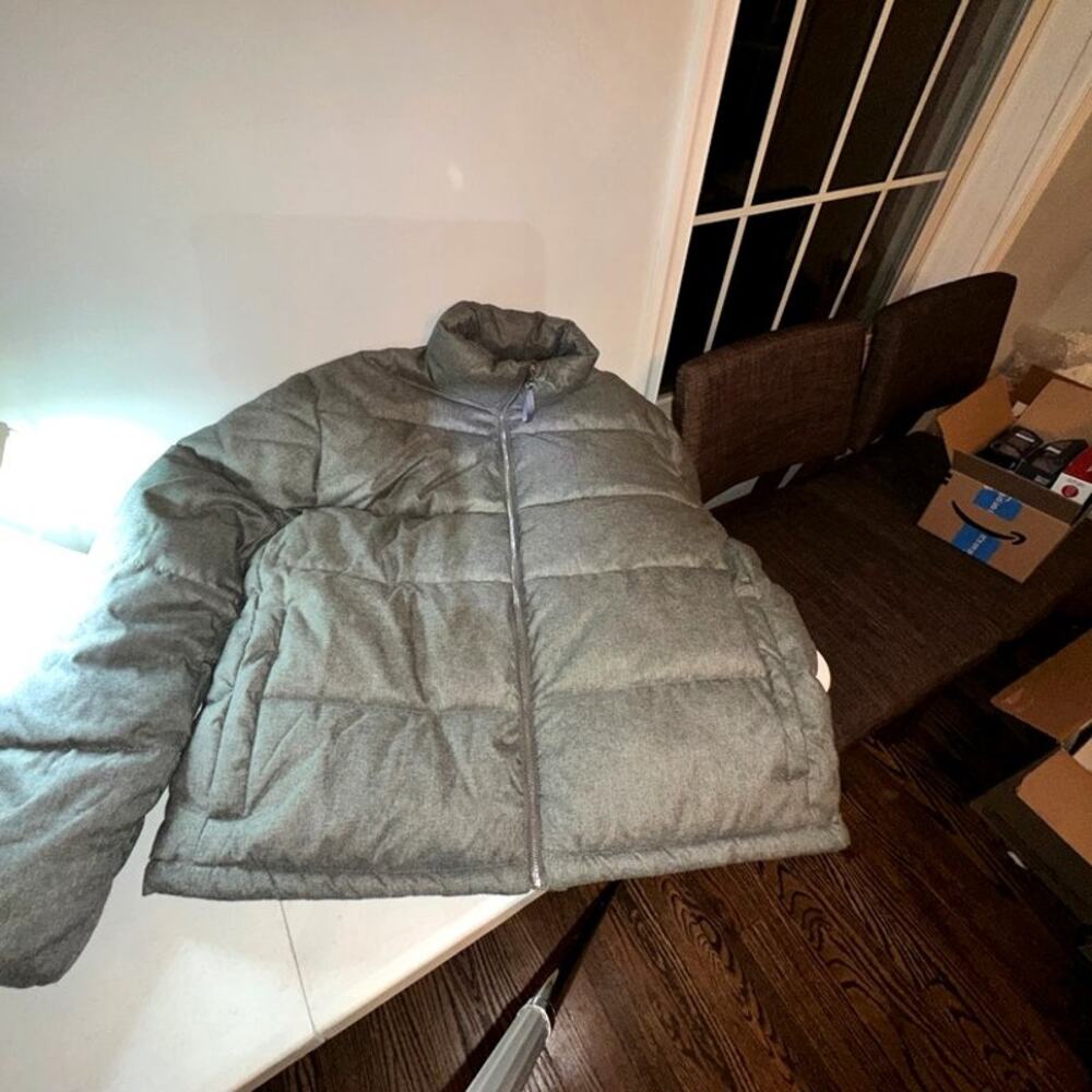 New H&M Heathered Grey Quilted Down Jacket NWT
